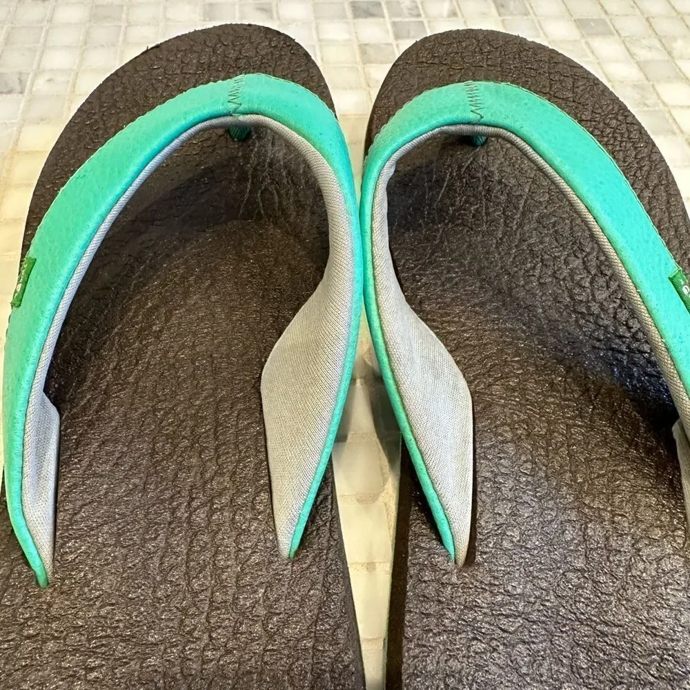 Sanuk Youth Yoga Mat Teal Flip Flop Sandals